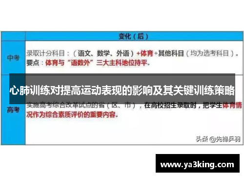心肺训练对提高运动表现的影响及其关键训练策略